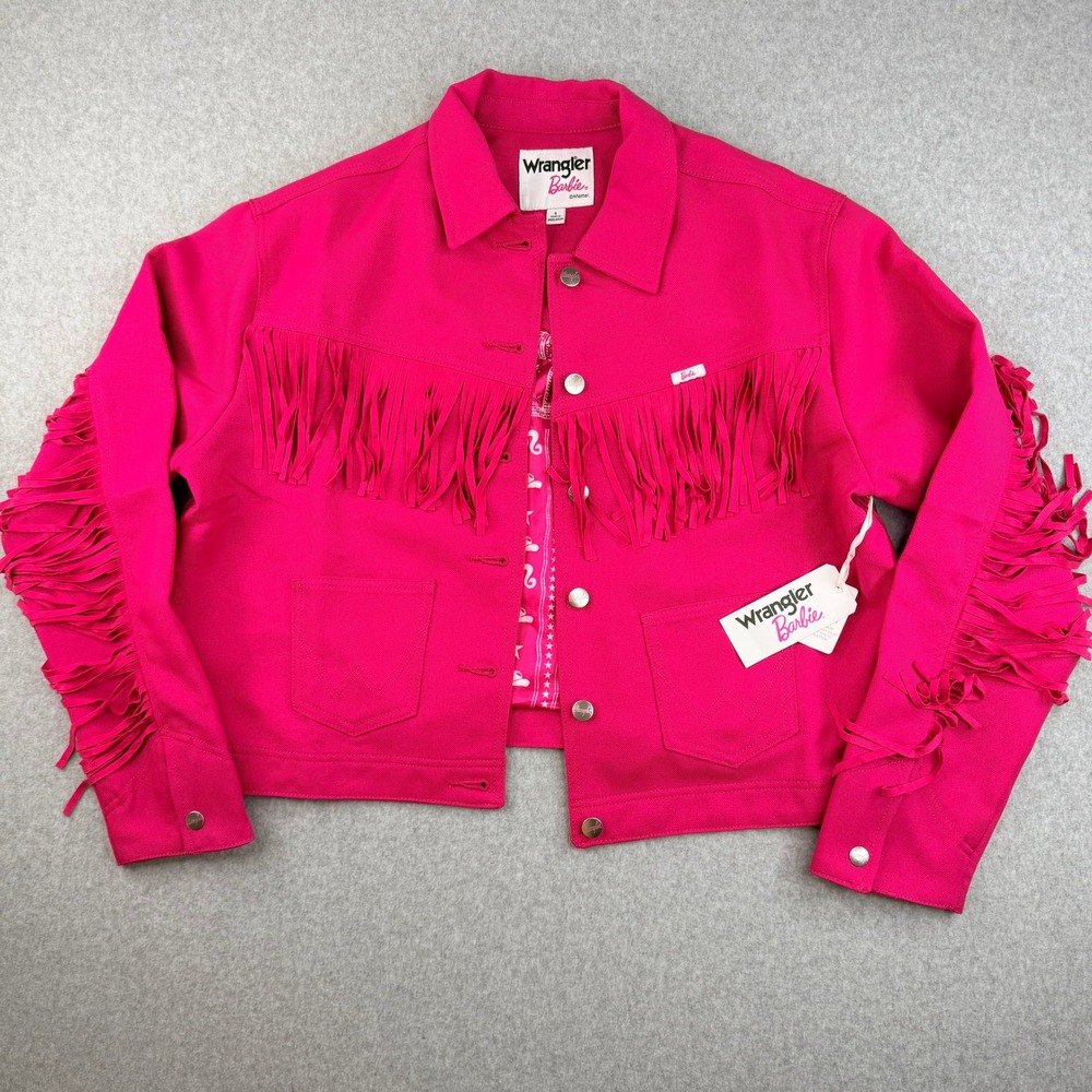 Wrangler Barbie Pink Western Fringe Jacket Womens Large NWT 112344826 Cowgirl